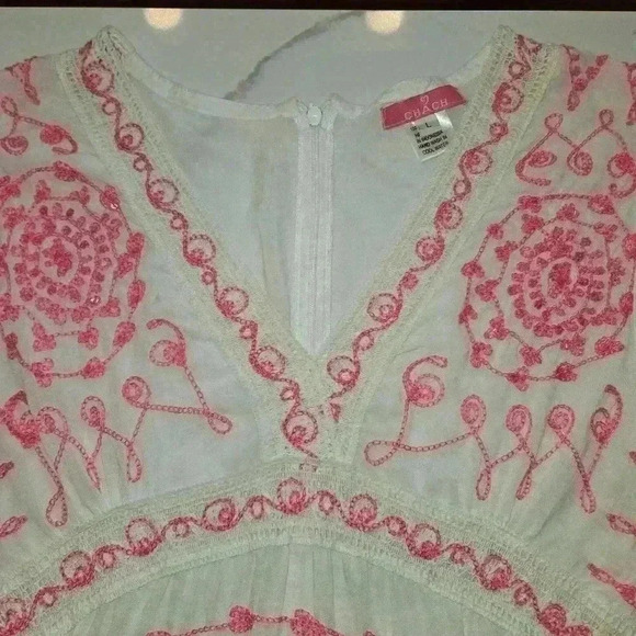 Chach Womens Boho Long Bell Sleeves Embroidered Dress White Size Large - Picture 6 of 11